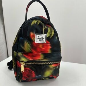 Herschel Nova Mini Backpack Red Black Roses Floral Print